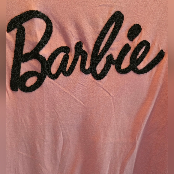 NWT Barbie Logo Short Sleeve Plus Size T-Shirt Pink With Black Lettering. Size 1 - Picture 3 of 11